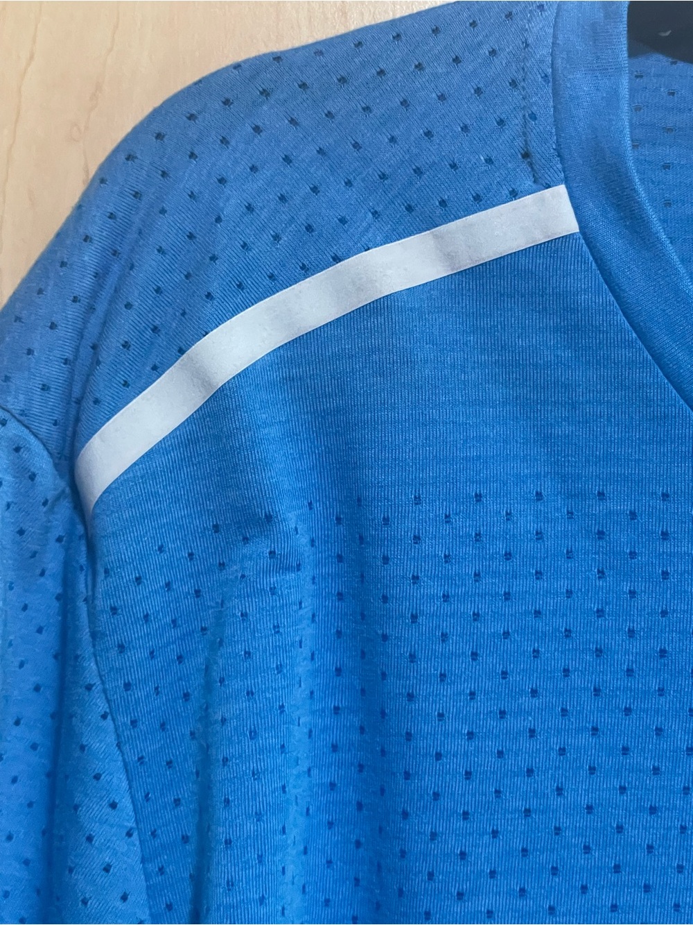 Nike Dri-Fit Women’s Blue Performance V-Neck Tee with White Reflective Accents - Picture 6 of 8
